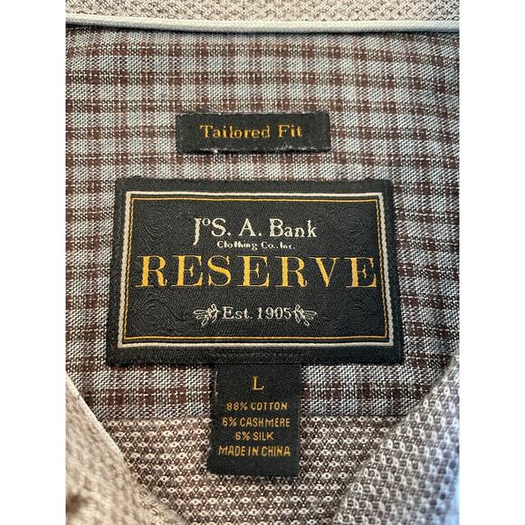 Jos A Bank Reserve  brown patterned dress shirt Large - Picture 3 of 10